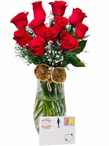 Vazoda 11 Kırmızı Gül
